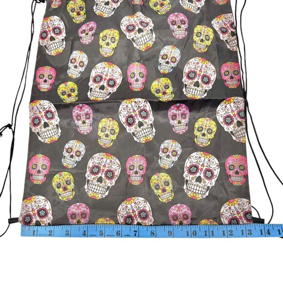 Drawstring Backpack Colorful Sugar Skull 16 x 13 Greenbrier Intl Adults or Kids - Picture 5 of 6